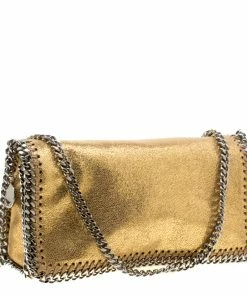 Best reviews of 🎁 Stella McCartney Metallic Gold Faux Leather Falabella Shoulder Bag For 👩 Women ⌛ -Stella McCartney Shop luxury women stella mccartney new handbags p176778 007