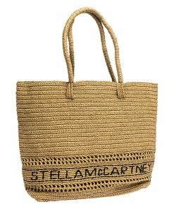 Best Sale 😀 Stella McCartney Beige Raffia Logo Tote For 👩 Women 🎁 -Stella McCartney Shop luxury women stella mccartney new handbags p280546 004