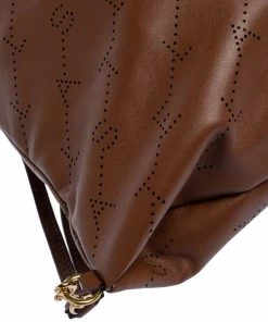 New 🎁 Stella McCartney Camel Logo Perforated Faux Leather Drawstring 🎒 Backpack For 👩 Women ✨ -Stella McCartney Shop luxury women stella mccartney new handbags p320191 012