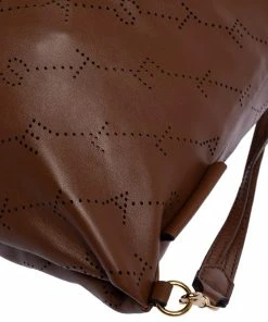 New 🎁 Stella McCartney Camel Logo Perforated Faux Leather Drawstring 🎒 Backpack For 👩 Women ✨ -Stella McCartney Shop luxury women stella mccartney new handbags p320191 013