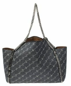 Cheap ⭐ Stella McCartney Blue/Brown Monogram Fabric Falabella Reversible Tote For 👩 Women 🤩 -Stella McCartney Shop luxury women stella mccartney new handbags p335360 005