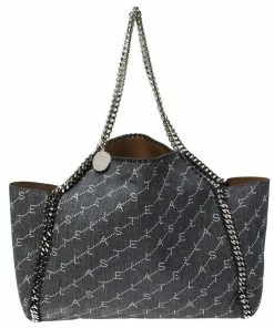 Cheap ⭐ Stella McCartney Blue/Brown Monogram Fabric Falabella Reversible Tote For 👩 Women 🤩
