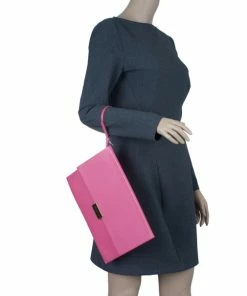 Flash Sale 😀 Stella McCartney Pink Leather Beckett Clutch For 👩 Women ⭐ -Stella McCartney Shop luxury women stella mccartney new handbags p4157 002