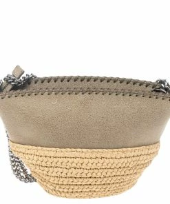 Hot Sale 👍 Stella McCartney Beige Faux Suede And Raffia Mini Falabella Shoulder Bag For 👩 Women 🛒 -Stella McCartney Shop luxury women stella mccartney new handbags p537090 007