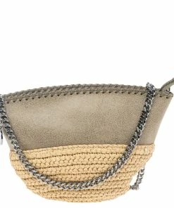 Hot Sale ๐ Stella McCartney Beige Faux Suede And Raffia Mini Falabella Shoulder Bag For ๐ฉ Women ๐