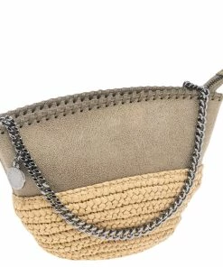 Hot Sale 👍 Stella McCartney Beige Faux Suede And Raffia Mini Falabella Shoulder Bag For 👩 Women 🛒 -Stella McCartney Shop luxury women stella mccartney new handbags p537090 011