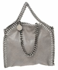 Budget 😀 Stella McCartney Grey Faux Leather Tiny Falabella Crossbody Bag For 👩 Women 👍