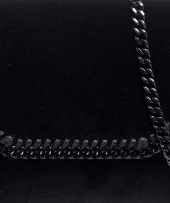 Buy 🥰 Stella McCartney Black Velvet Falabella Flap Shoulder Bag For 👩 Women 🎁 -Stella McCartney Shop luxury women stella mccartney new handbags p561595 006