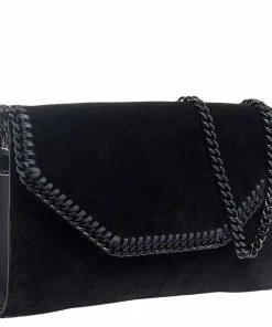 Buy 🥰 Stella McCartney Black Velvet Falabella Flap Shoulder Bag For 👩 Women 🎁 -Stella McCartney Shop luxury women stella mccartney new handbags p561595 007