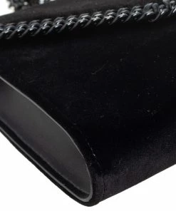 Buy 🥰 Stella McCartney Black Velvet Falabella Flap Shoulder Bag For 👩 Women 🎁 -Stella McCartney Shop luxury women stella mccartney new handbags p561595 010