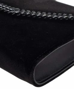 Buy 🥰 Stella McCartney Black Velvet Falabella Flap Shoulder Bag For 👩 Women 🎁 -Stella McCartney Shop luxury women stella mccartney new handbags p561595 011
