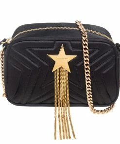 Hot Sale ๐ Stella McCartney Black Quilted Satin Stella Star Crossbody Bag For ๐ฉ Women ๐งจ