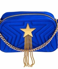 Buy 🤩 Stella McCartney Blue Quilted Satin Stella Star Crossbody Bag For 👩 Women 😉