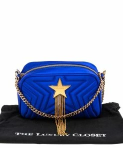 Buy 🤩 Stella McCartney Blue Quilted Satin Stella Star Crossbody Bag For 👩 Women 😉 -Stella McCartney Shop luxury women stella mccartney new handbags p561603 009