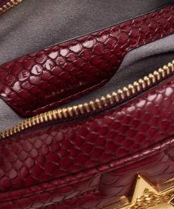 Buy 👏 Stella McCartney Burgundy Python Embossed Faux Leather Star Crossbody Bag For 👩 Women 👍 -Stella McCartney Shop luxury women stella mccartney new handbags p561618 002