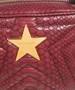 Buy 👏 Stella McCartney Burgundy Python Embossed Faux Leather Star Crossbody Bag For 👩 Women 👍 -Stella McCartney Shop luxury women stella mccartney new handbags p561618 006