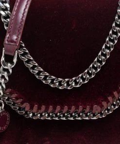 Deals 🧨 Stella McCartney Burgundy Velvet Falabella Box Shoulder Bag For 👩 Women 🔔 -Stella McCartney Shop luxury women stella mccartney new handbags p561621 007