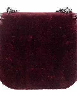 Deals 🧨 Stella McCartney Burgundy Velvet Falabella Box Shoulder Bag For 👩 Women 🔔 -Stella McCartney Shop luxury women stella mccartney new handbags p561621 009