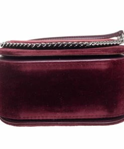 Deals 🧨 Stella McCartney Burgundy Velvet Falabella Box Shoulder Bag For 👩 Women 🔔 -Stella McCartney Shop luxury women stella mccartney new handbags p561621 010