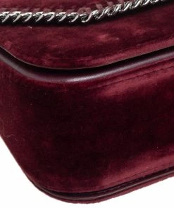 Deals 🧨 Stella McCartney Burgundy Velvet Falabella Box Shoulder Bag For 👩 Women 🔔 -Stella McCartney Shop luxury women stella mccartney new handbags p561621 011