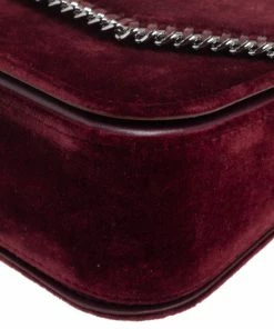 Deals 🧨 Stella McCartney Burgundy Velvet Falabella Box Shoulder Bag For 👩 Women 🔔 -Stella McCartney Shop luxury women stella mccartney new handbags p561621 012