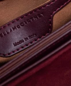 Deals 🧨 Stella McCartney Burgundy Velvet Falabella Box Shoulder Bag For 👩 Women 🔔 -Stella McCartney Shop luxury women stella mccartney new handbags p561621 013