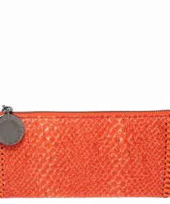 Discount 🥰 Stella McCartney Orange Faux Python Leather Zip Wallet For 👩 Women 🌟