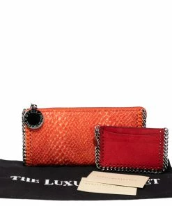 Discount 🥰 Stella McCartney Orange Faux Python Leather Zip Wallet For 👩 Women 🌟 -Stella McCartney Shop luxury women stella mccartney new handbags p561624 009