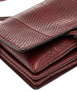 Best Pirce 🌟 Stella McCartney Burgundy Python Faux Leather Clutch For 👩 Women 🥰 -Stella McCartney Shop luxury women stella mccartney new handbags p561633 004