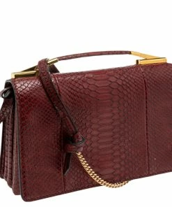 Best Pirce 🌟 Stella McCartney Burgundy Python Faux Leather Clutch For 👩 Women 🥰 -Stella McCartney Shop luxury women stella mccartney new handbags p561633 009