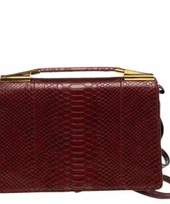 Best Pirce 🌟 Stella McCartney Burgundy Python Faux Leather Clutch For 👩 Women 🥰 -Stella McCartney Shop luxury women stella mccartney new handbags p561633 010