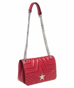 Flash Sale 😉 Stella McCartney Red Faux Leather Stella Star Crossbody Bag For 👩 Women 👍 -Stella McCartney Shop luxury women stella mccartney new handbags p561716 009