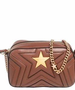 Top 10 ⌛ Stella McCartney Brown Quilted Leather Stella Star Crossbody Bag For 👩 Women 🌟