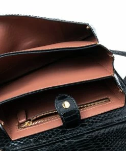 Coupon 🛒 Stella McCartney Black Python Faux Leather Small Flo Shoulder Bag For 👩 Women 👏 -Stella McCartney Shop luxury women stella mccartney new handbags p561721 003