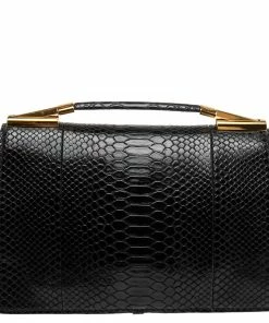 Coupon 🛒 Stella McCartney Black Python Faux Leather Small Flo Shoulder Bag For 👩 Women 👏 -Stella McCartney Shop luxury women stella mccartney new handbags p561721 004