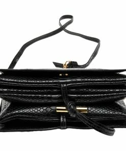 Coupon 🛒 Stella McCartney Black Python Faux Leather Small Flo Shoulder Bag For 👩 Women 👏 -Stella McCartney Shop luxury women stella mccartney new handbags p561721 006