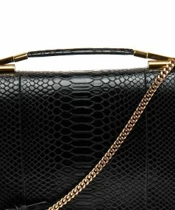 Coupon 🛒 Stella McCartney Black Python Faux Leather Small Flo Shoulder Bag For 👩 Women 👏 -Stella McCartney Shop luxury women stella mccartney new handbags p561721 009