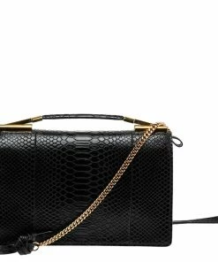 Coupon 🛒 Stella McCartney Black Python Faux Leather Small Flo Shoulder Bag For 👩 Women 👏
