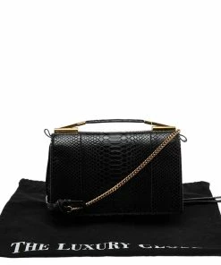 Coupon 🛒 Stella McCartney Black Python Faux Leather Small Flo Shoulder Bag For 👩 Women 👏 -Stella McCartney Shop luxury women stella mccartney new handbags p561721 011