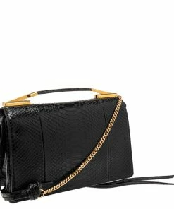 Coupon 🛒 Stella McCartney Black Python Faux Leather Small Flo Shoulder Bag For 👩 Women 👏 -Stella McCartney Shop luxury women stella mccartney new handbags p561721 012