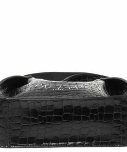 Cheap 🌟 Stella McCartney Black Crocodile Embossed Faux Leather Logo Shoulder Bag For 👩 Women ✨ -Stella McCartney Shop luxury women stella mccartney new handbags p586815 003