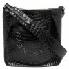 Cheap 🌟 Stella McCartney Black Crocodile Embossed Faux Leather Logo Shoulder Bag For 👩 Women ✨