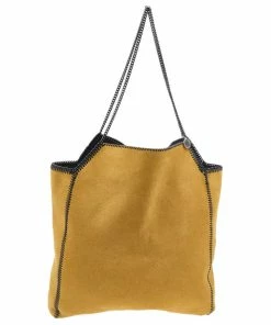 Buy ⌛ Stella McCartney Mustard/Black Faux Suede And Faux Leather Falabella Reversible Tote For 👩 Women 👍