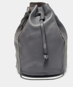 Coupon 🌟 Stella McCartney Grey Faux Leather Falabella Bucket Bag For 👩 Women 🥰