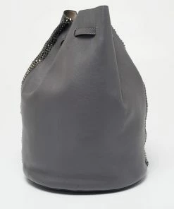 Coupon 🌟 Stella McCartney Grey Faux Leather Falabella Bucket Bag For 👩 Women 🥰 -Stella McCartney Shop luxury women stella mccartney new handbags p635013 008