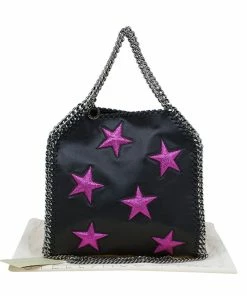 Wholesale 🌟 Stella McCartney Black Faux Leather Mini Star Embossed Falabella Tote For 👩 Women 🤩 -Stella McCartney Shop luxury women stella mccartney new handbags p87185 008