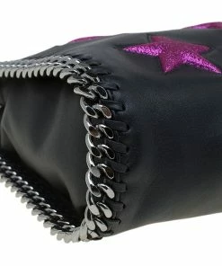 Wholesale 🌟 Stella McCartney Black Faux Leather Mini Star Embossed Falabella Tote For 👩 Women 🤩 -Stella McCartney Shop luxury women stella mccartney new handbags p87185 009