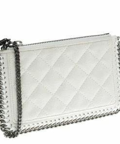 New 🤩 Stella McCartney Off White Quilted Faux Leather Falabella Coin Pouch For 👩 Women 🔥 -Stella McCartney Shop luxury women stella mccartney new handbags p96018 003