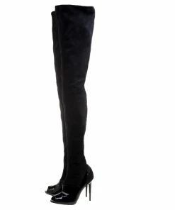 New 🤩 Stella McCartney Black Faux Suede Thigh High Peep Toe 🥾 Boots Size 40 For 👩 Women ❤️ -Stella McCartney Shop luxury women stella mccartney new shoes p114111 0004