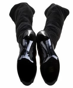 New 🤩 Stella McCartney Black Faux Suede Thigh High Peep Toe 🥾 Boots Size 40 For 👩 Women ❤️ -Stella McCartney Shop luxury women stella mccartney new shoes p114111 0006